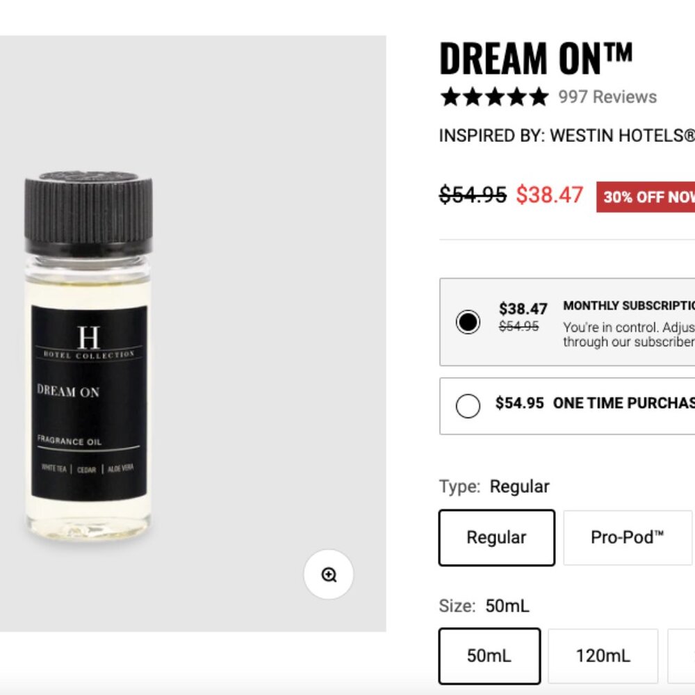 BRAND NEW Hotel Collection Dream On Pro-Pod Oil